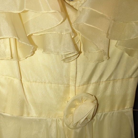VINTAGE 1970's LONG Yellow Midi Dress - Picture 8 of 12
